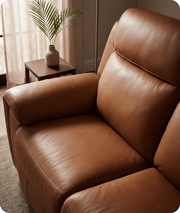 Leo Genuine Leather Caramel Electric Power Recliner 2 Seater Sofa