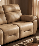 Milano Genuine Leather Cream Electric Power Recliner 3 Seater Sofa