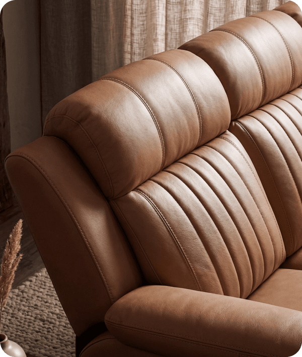 Martini Genuine Leather Caramel Electric Power Recliner 3 Seater