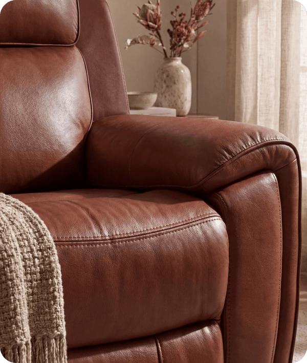Leo Tan Genuine Leather Armchair with Electric Power Recliner