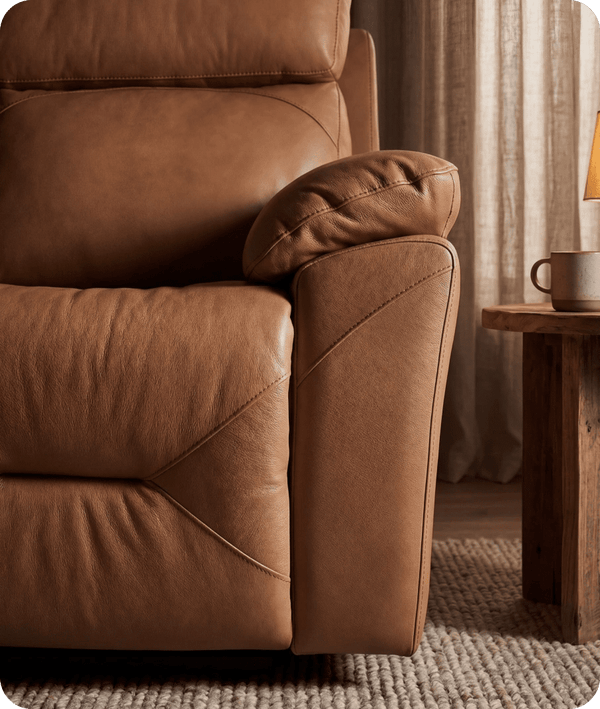 Milano Genuine Leather Caramel Electric Power Recliner 3 Seater Sofa