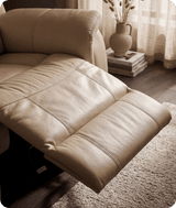 Martini Genuine Leather Cream Electric Power Recliner 3 Seater Sofa