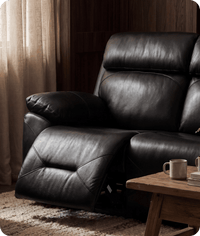Milano Genuine Leather Black Electric Power Recliner 3 Seater Sofa