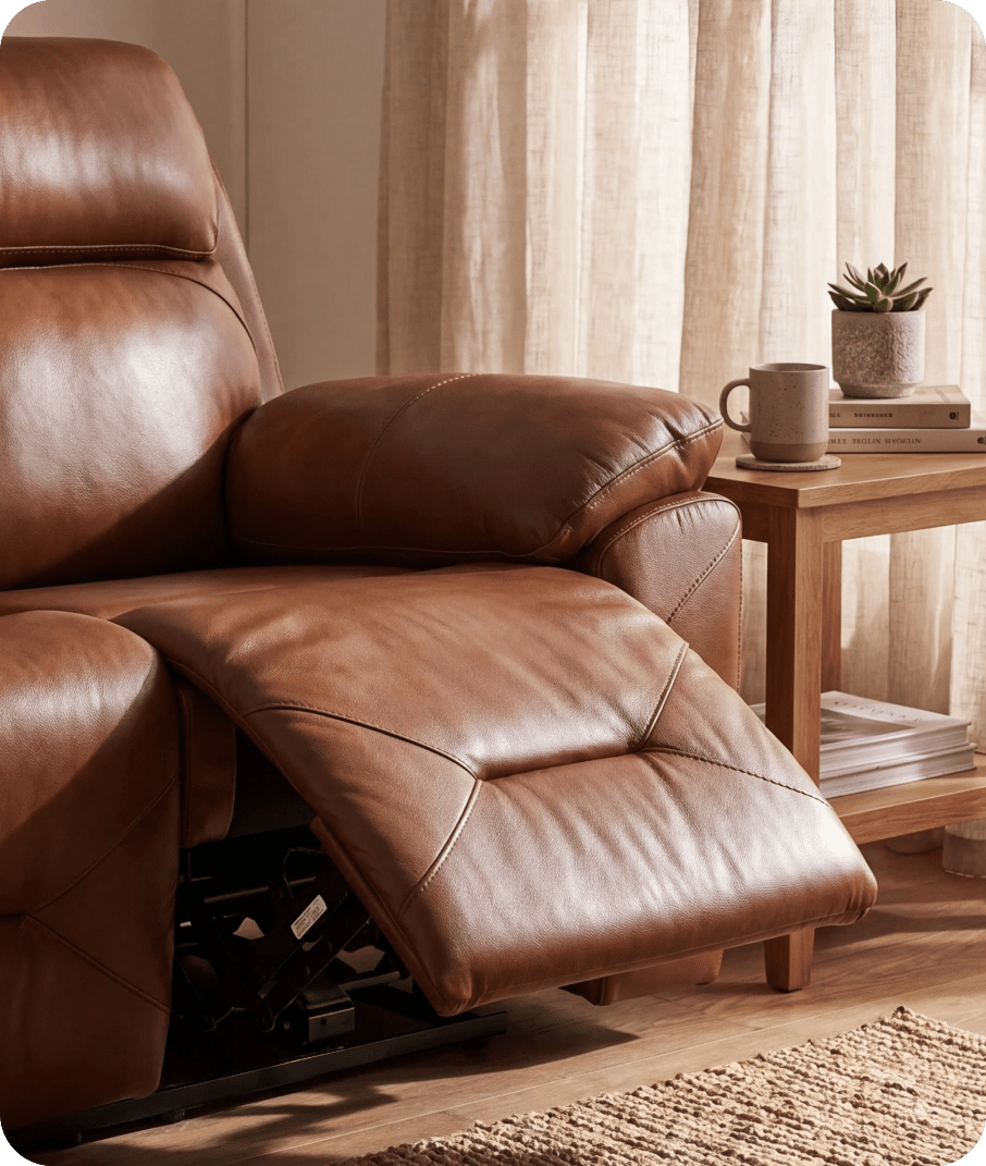 Milano Genuine Leather Tan Electric Power Recliner 3 Seater