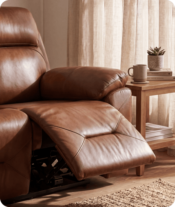 Milano Genuine Leather Tan Electric Power Recliner 3 Seater