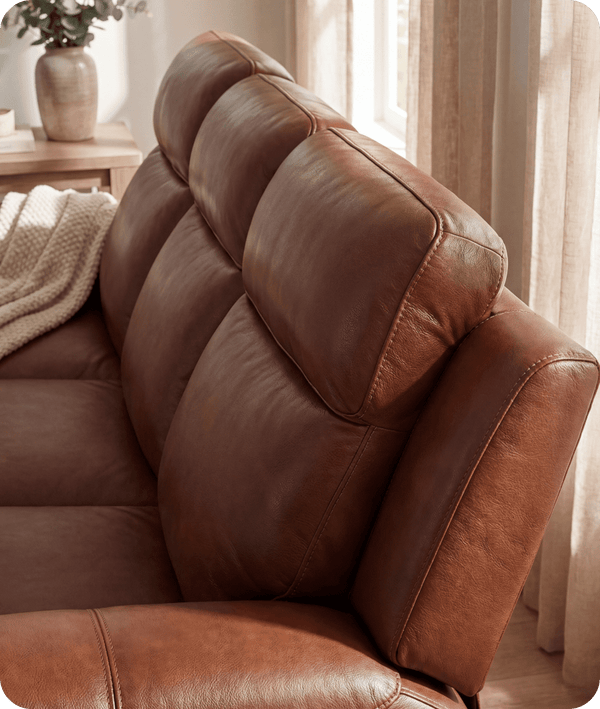 Leo Genuine Leather Tan Electric Power Recliner 3 Seater