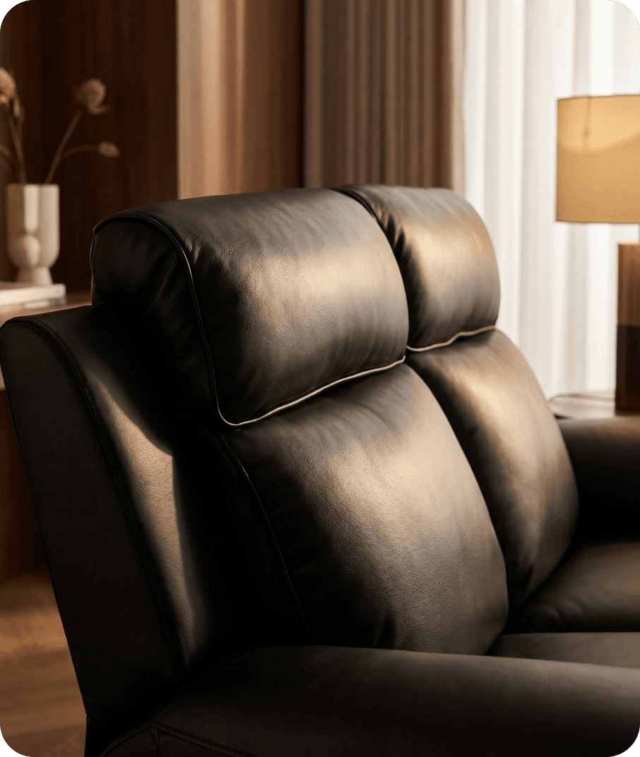 Leo Genuine Leather Black Electric Power Recliner 2 Seater Sofa