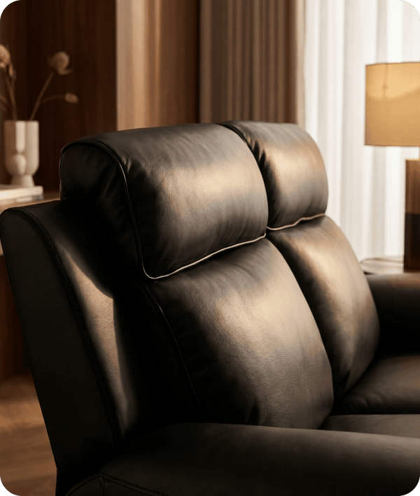 Leo Genuine Leather Black Electric Power Recliner 2 Seater Sofa