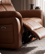 Martini Genuine Leather Caramel Electric Power Recliner 2 Seater Sofa