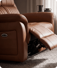 Martini Genuine Leather Caramel Electric Power Recliner 2 Seater Sofa