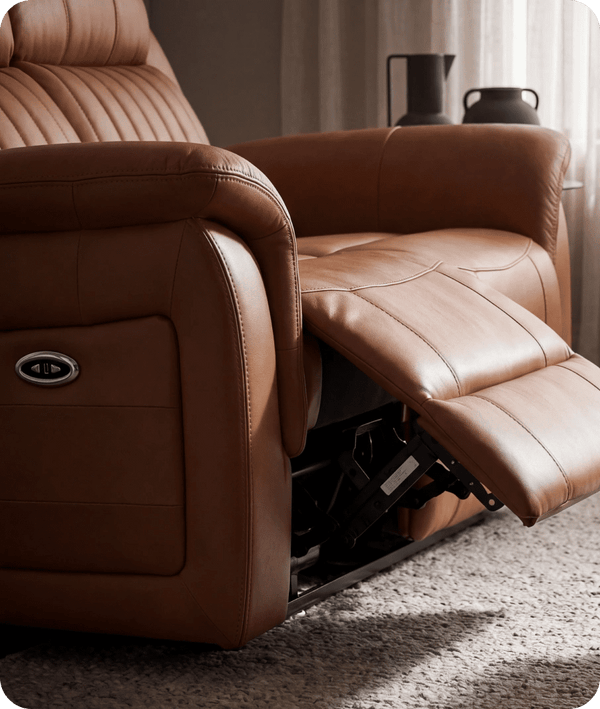 Martini Genuine Leather Caramel Electric Power Recliner 2 Seater Sofa