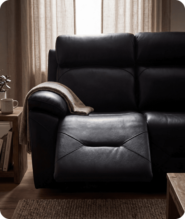 Milano Genuine Leather Black Electric Power Recliner 2 Seater Sofa