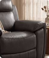 Leo Genuine Leather Grey Electric Power Recliner Armchair