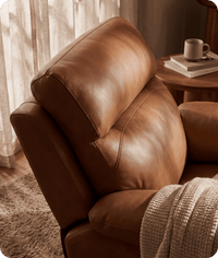 Milano Genuine Leather Caramel Electric Power Recliner Armchair