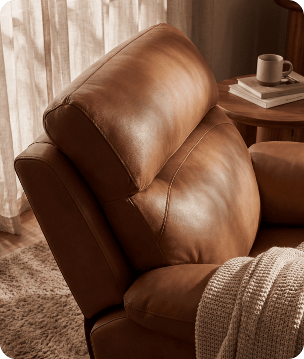 Milano Genuine Leather Caramel Electric Power Recliner Armchair