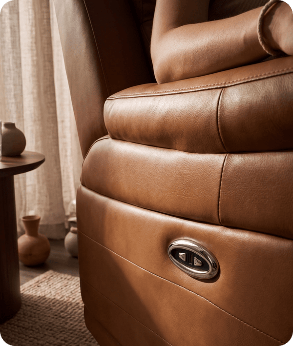Martini Genuine Leather Caramel Electric Power Recliner Armchair