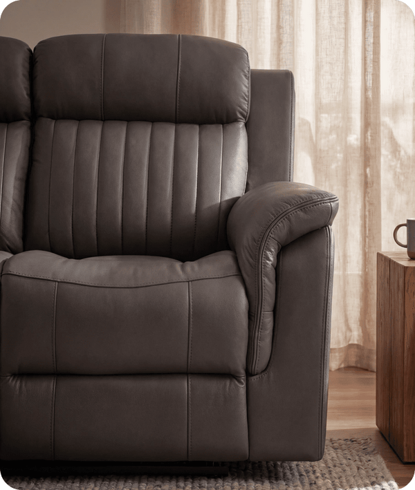 Martini Genuine Leather Grey Electric Power Recliner 2 Seater Sofa
