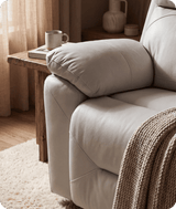 Milano Genuine Leather Light Grey Electric Power Recliner Armchair