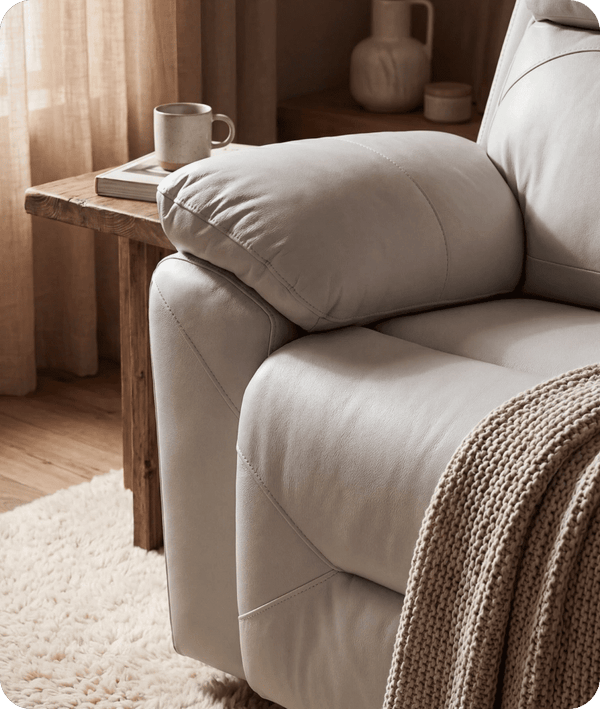 Milano Genuine Leather Light Grey Electric Power Recliner Armchair