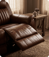 Martini Genuine Leather Tan Electric Power Recliner 3 Seater Sofa