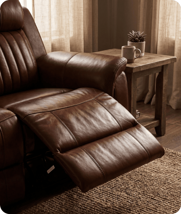 Martini Genuine Leather Tan Electric Power Recliner 3 Seater Sofa
