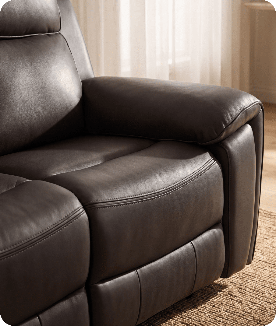Leo Genuine Leather Grey Electric Power Recliner 2 Seater Sofa