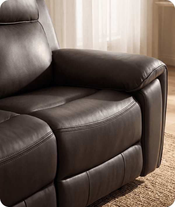 Leo Genuine Leather Grey Electric Power Recliner 2 Seater Sofa