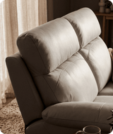 Milano Genuine Leather Light Grey Electric Power Recliner 2 Seater Sofa