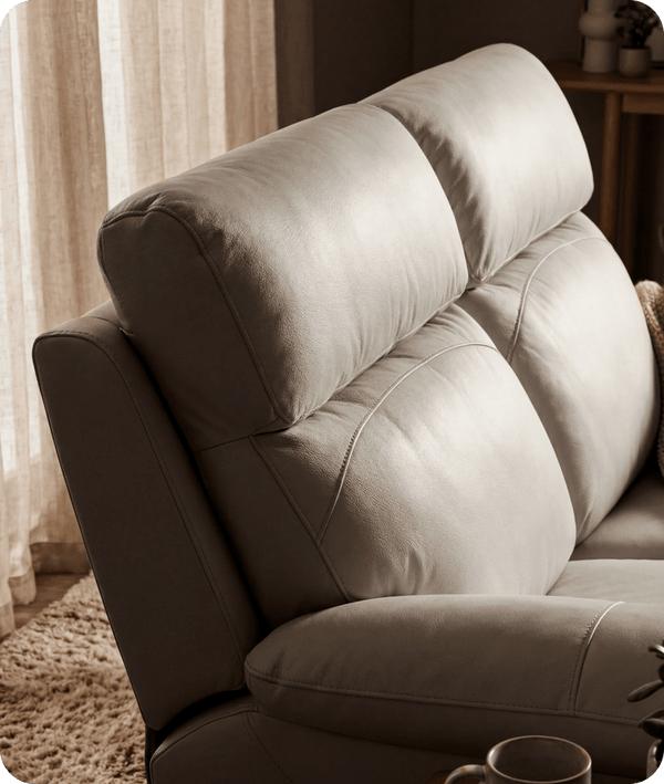Milano Genuine Leather Light Grey Electric Power Recliner 2 Seater Sofa