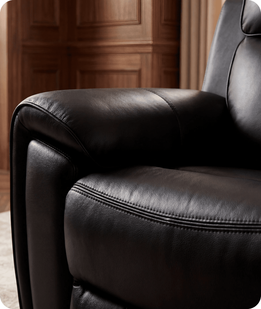 Leo Genuine Leather Black Electric Power Recliner Armchair
