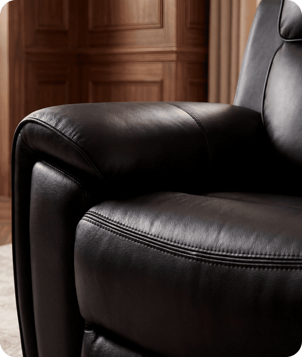 Leo Genuine Leather Black Electric Power Recliner Armchair