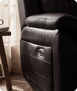 Martini Genuine Leather Black Electric Power Recliner 2 Seater Sofa