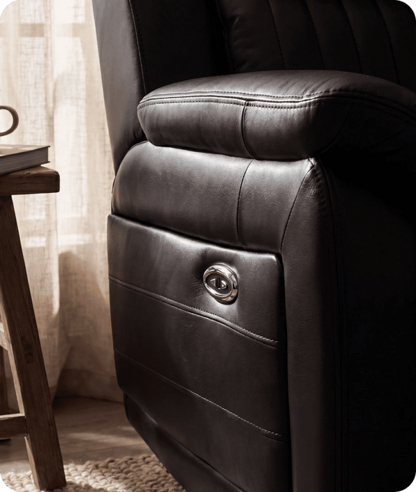 Martini Genuine Leather Black Electric Power Recliner 2 Seater Sofa