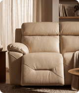 Milano Genuine Leather Cream Electric Power Recliner 2 Seater Sofa