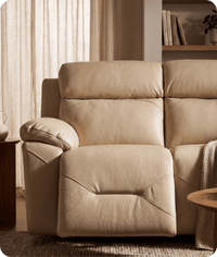 Milano Genuine Leather Cream Electric Power Recliner 2 Seater Sofa