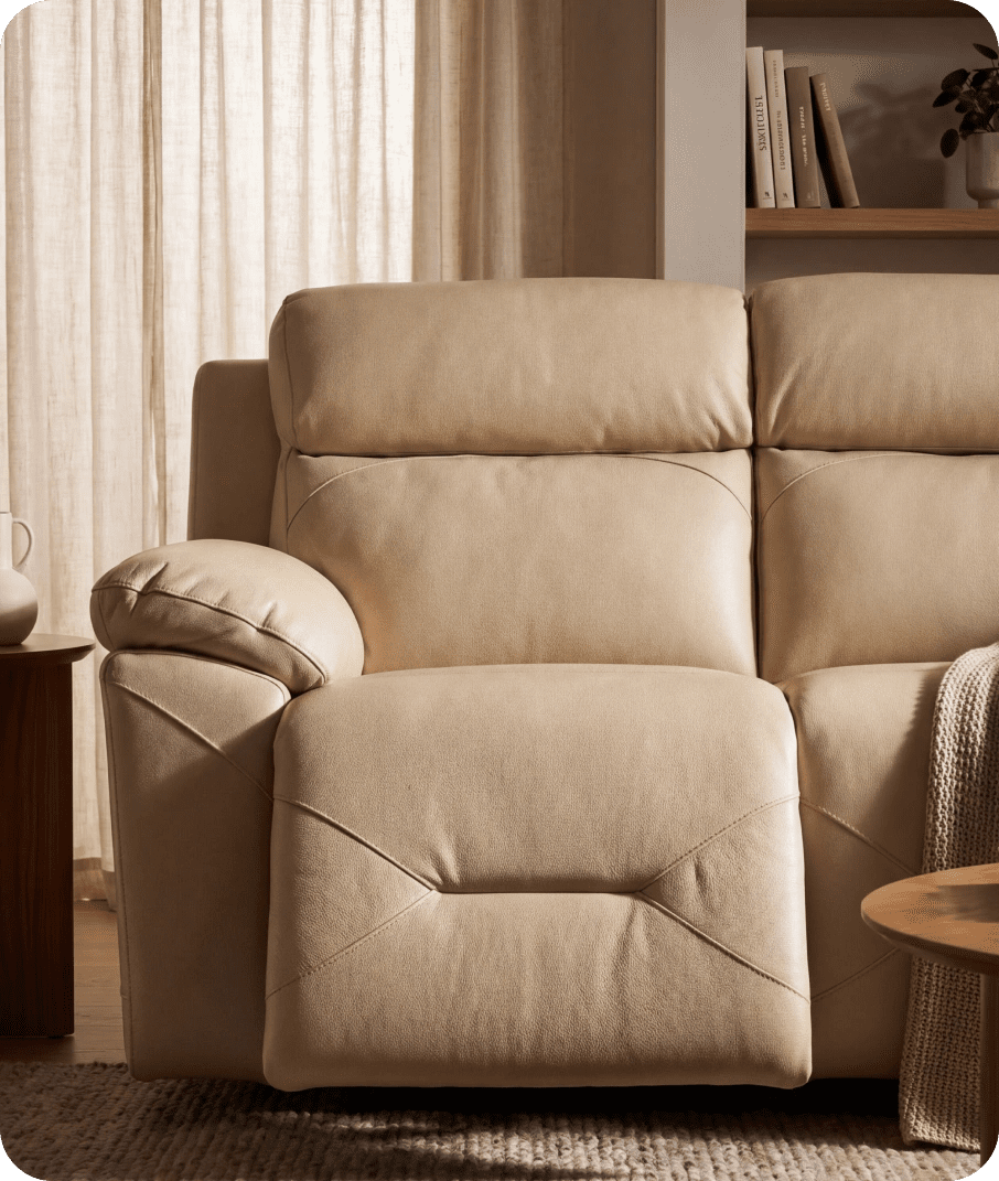 Milano Genuine Leather Cream Electric Power Recliner 2 Seater Sofa