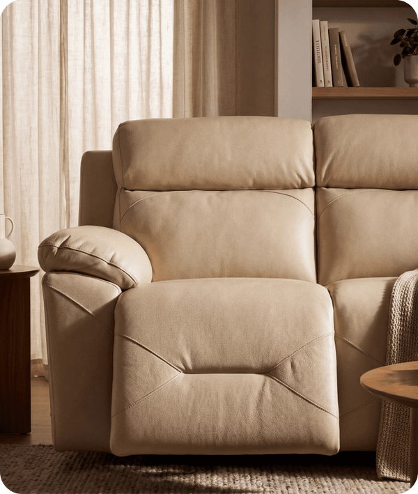 Milano Genuine Leather Cream Electric Power Recliner 2 Seater Sofa