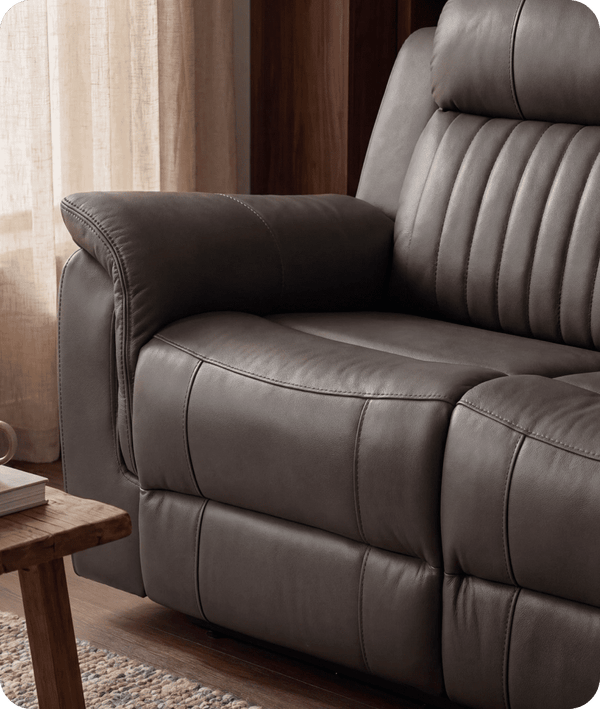 Martini Genuine Leather Grey Electric Power Recliner 3 Seater Sofa