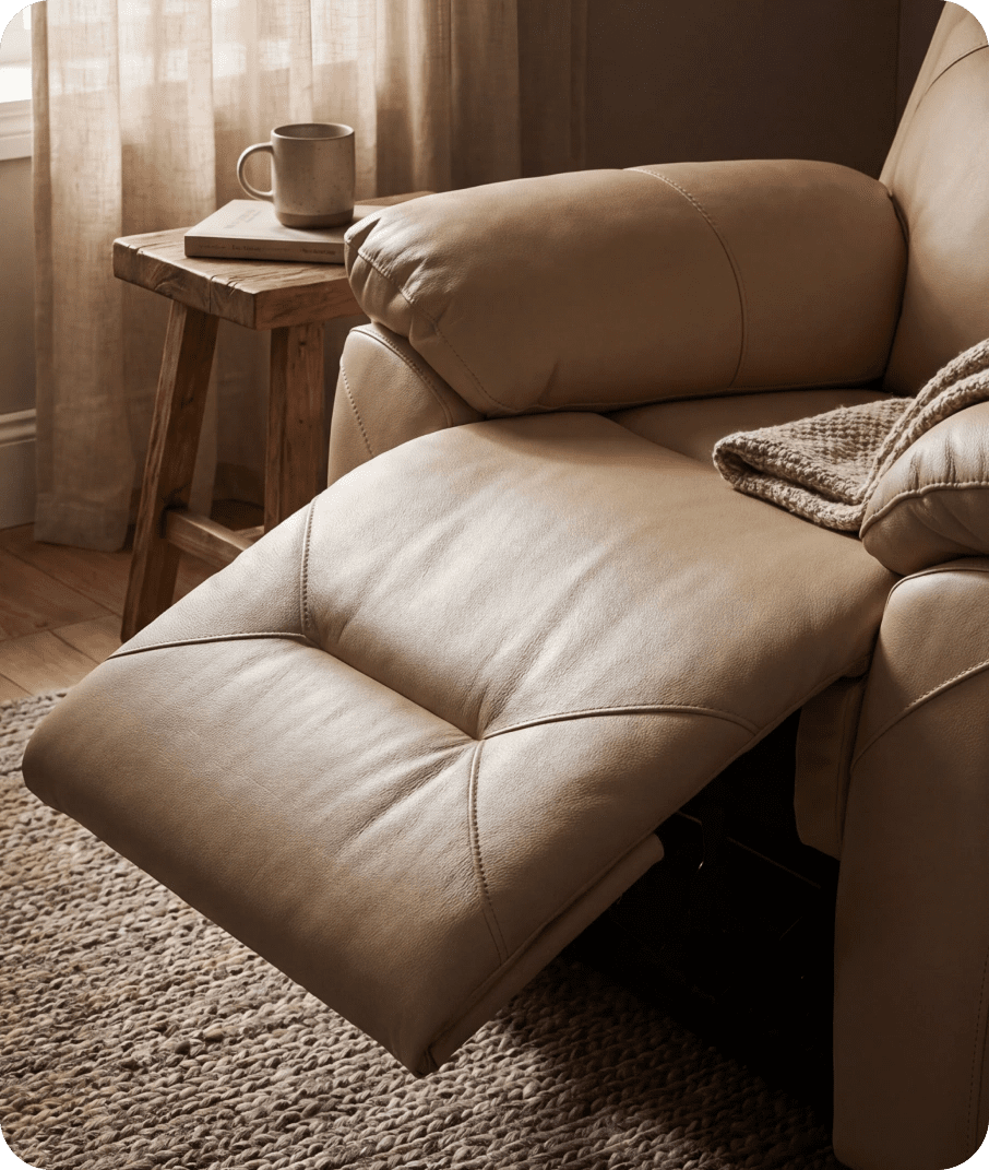 Milano Cream Leather Power Recliner Armchair