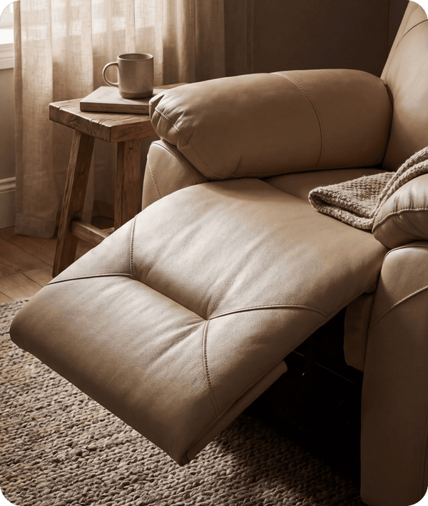 Milano Cream Leather Power Recliner Armchair