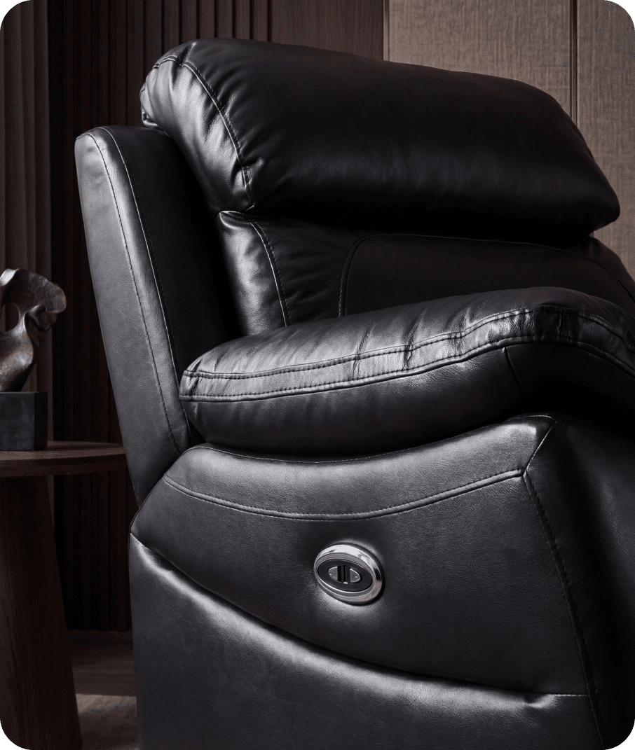 Torino Genuine Leather Black  Electric Power Recliner Armchair