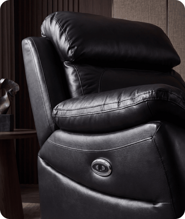 Torino Genuine Leather Black  Electric Power Recliner Armchair