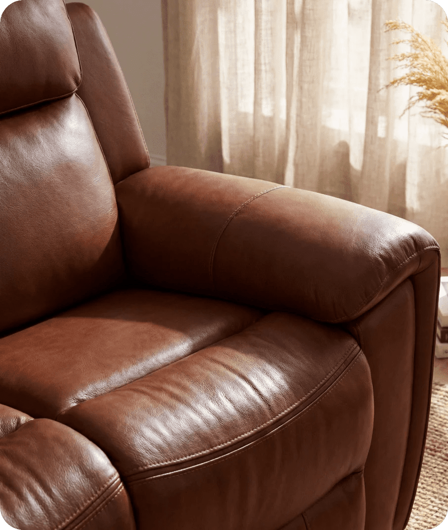 Leo Genuine Leather Tan Electric Power Recliner 2 Seater Sofa
