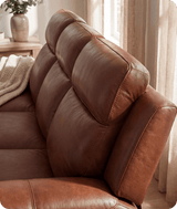 Leo Genuine Leather Tan Electric Power Recliner 3 Seater