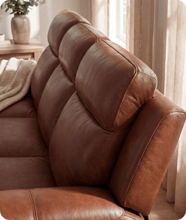 Leo Genuine Leather Tan Electric Power Recliner 3 Seater