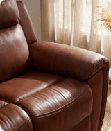 Leo Genuine Leather Tan Electric Power Recliner 2 Seater