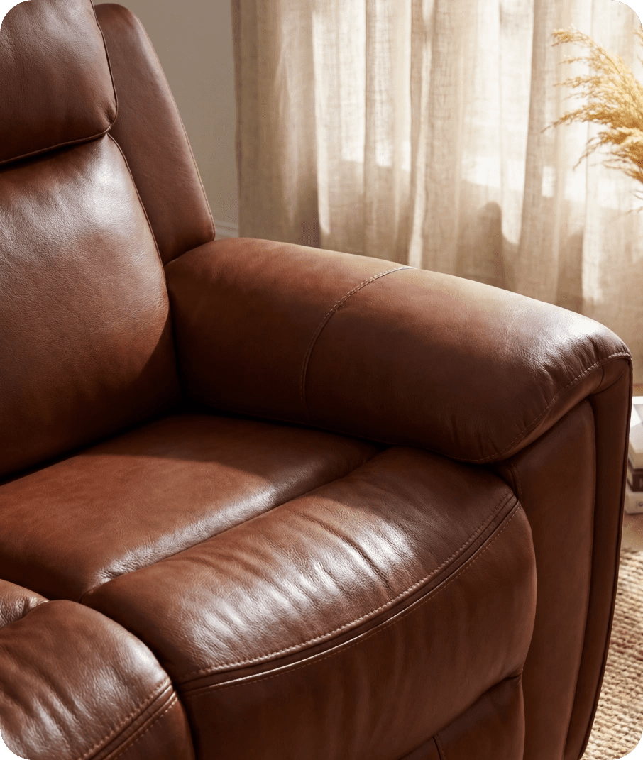 Leo Genuine Leather Tan Electric Power Recliner 2 Seater