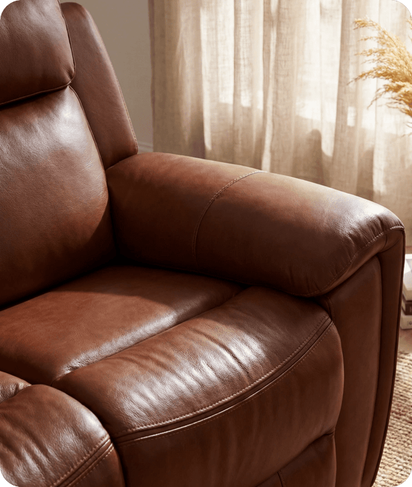 Leo Genuine Leather Tan Electric Power Recliner 2 Seater