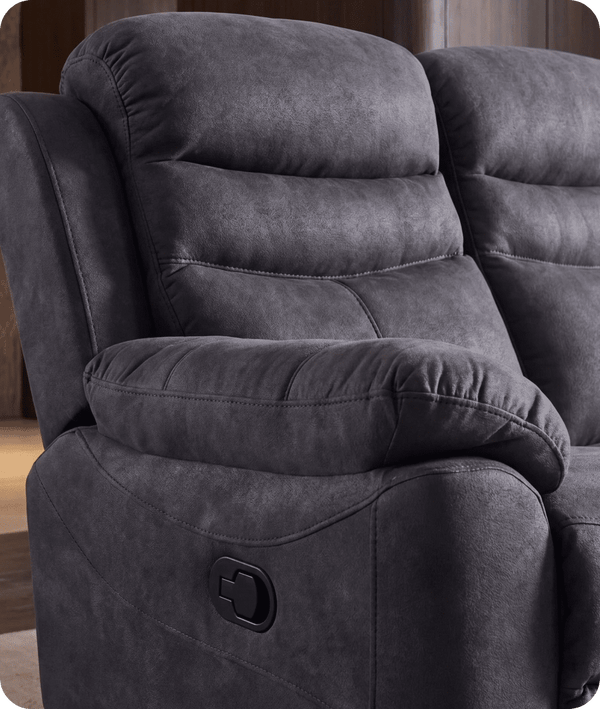 Bristol Grey Fabric Manual Recliner 3 Seater Sofa