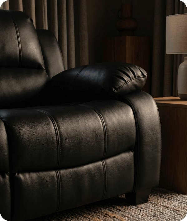 Veloura Black Leather 2 Seater Sofa